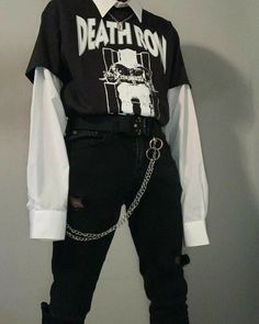 Grunge Rock Fashion, Soft Eboy Outfit, Eboy Outfit Aesthetic, E-girl Clothes, Emo Enby Outfits, Pretty Outfits Black, Cute Masc Outfits, Asthetic Cloths Idea, Emo Clothes Men