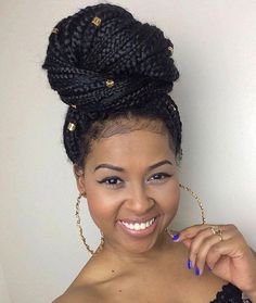 Box Braids Updo Hairstyles, Braids Updo Hairstyles, Mohawk Updo, Box Braids Bun, Diy Updo, Big Box Braids