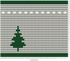 a cross stitch christmas tree with white dots on the bottom and green trimmings