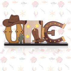 PRICES MAY VARY. Cowboy Birthday Decorations: if you want to throw a party with a difference for your little one, this 'ONE' letter sign wooden centerpiece in western cowboy style can make the party more exciting and leave your baby and your guests a deep impression Easy to Assemble: the stand base of the cowboy party decorations is separate, so when installing, you only need to push the wooden top into the slot in the wooden base; They are easy to handle and not easy to loosen after installatio Western Centerpieces, Cowboy Party Decorations, Western Party Decorations, Cowboy Theme Party, Birthday Party Table, Wooden Centerpieces