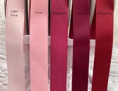 "Pink, Wine, Burgundy, Rose satin double sided ribbon It is very popular for bridal designs, crafting, party planning and more. I have several more subtle satin colors in my shop--blush, candlelight, bridal ivory, champagne, white, and vintage blush. WIDER RIBBONS? 2.25\" AND 3\" LIGHT PINK PINK WINE https://www.etsy.com/listing/1072570853/wider-ribbon-sizes-225-and-3-many-colors?ref=shop_home_active_10 PLEASE NOTE THE COLOR YOU WANT IN THE COMMENT SECTION DURING CHECKOUT Blues - https://www.ets Peach And Burgundy Outfit, Raspberry Wedding Color, Pink And Burgundy Wedding, Raspberry Wedding, Satin Colors, Crafting Party, Blush Wedding Colors, Light Pink Wedding, Pink And Burgundy