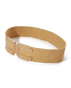 Cinch the waist with this season-ready raffia belt, an effortlessly stylish accessory with an easy elastic-stretch design. It features a mirror-image gold hardware buckle that adds a fresh twist to all your warm-weather looks. | Boston Proper - Natural Neutral - Gold Hardware Raffia Elastic Belt - Small/Medium Beige Woven Belt For Vacation, Chic Woven Belts For Beach, Chic Woven Belt For Beach, Chic Woven Belts For The Beach, Beige Woven Belts For Spring, Adjustable Beige Belt For Spring, Beige Adjustable Belt For Spring, Spring Adjustable Beige Belt, Spring Beige Woven Belt