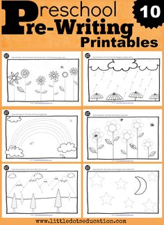 preschool pre - writing printables for kids to practice their handwriting and drawing skills