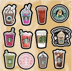 the starbucks stickers are all different colors