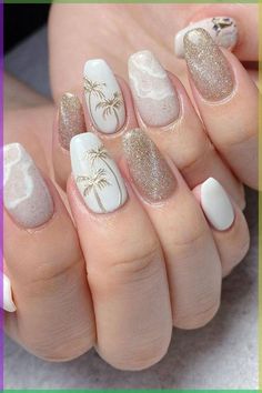 Christmas Nail Art Inspiration for Short Nails Step Up Your Christmas 2023 | Winter Nail Inspo Vacation Nail Ideas, Hawaiian Nails, Tropical Nail Designs, Palm Nails, Cruise Nails, Unghie Sfumate, Beach Nail, Summer Nails Beach