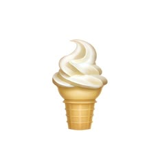 an ice cream cone with white icing on it's top and swirls in the middle