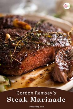 steak marinade on a plate with a fork