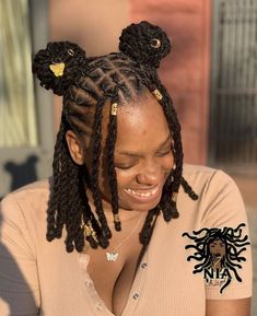 Mid Length Dread Styles, Cute Styles For Locs For Women, Two Bun Loc Style, Cute Dread Hairstyles Black Women, Short Loc Styles For Vacation, Dreadlocks Styles For Short Hair, Dreads Styles For Women Black Short, Cruise Loc Styles, Cute Hairstyles For Locs Short