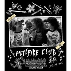 the poster for hellfire club is shown in black and white