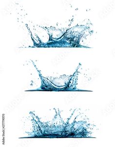 three water splashes on white background with clippings stock photo - image 3497