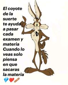 an image of a cartoon character with spanish words in front of him and the caption that says, el coyote de la suer