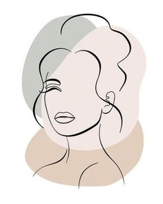 a drawing of a woman's face with her hair pulled back and eyes closed