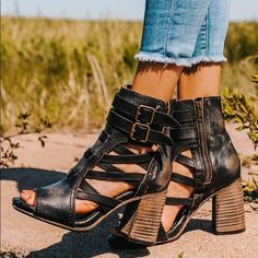 Reposhing This Item I Purchased From @Alonnie12. Loved It, But Ready To Rotate For Something New. Questions? Leave A Comment Below! Freebird Shoes, Open Toe Boots, Tan Ankle Boots, Handcrafted Boots, Freebird By Steven, High Leather Boots, Strappy Sandals Heels, Cute Sandals, Ankle Straps