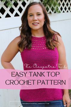 The Cleopatra Tank is a fun and simple tank top design! It is worked from the top down and comes in both children’s and adult sizes. The children’s sizes range from 2 to 10 and the adult sizes come in XS-2X. This tank top is made with lightweight DK yarn so it’s perfect for spring and early summer. This crochet tank top pattern is rated Intermediate on the difficulty scale.