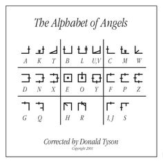 the alphabet of angels is shown in black and white