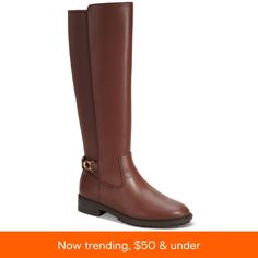 in stock Classic Brown Knee-high Riding Boots, Brown Wide Calf Knee-high Boots For Riding, Brown Medium Width Calf Leather Knee-high Boots, Coach Boots, Brown Wide Calf Knee-high Boots With Zipper, Brown Knee-high Boots With Buckle Closure, Black Riding Boots, Thick Socks, Women Of Faith