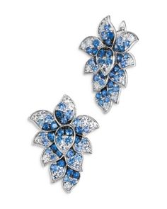 Bloomingdale's Fine Collection Sapphire Ombre & White Sapphire Cluster Statement Earrings in 14K White Gold Ombre Earrings, White Gold Sapphire, White Gold Jewelry, Sapphire Stone, White Sapphire, Black Diamond, Statement Earrings, Blue White, Jewelry Accessories