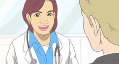 a doctor talking to a woman in front of a window with her stethoscope