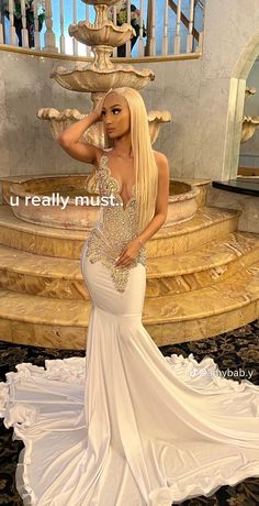 Used Prom Dresses For Sale, Prom 23 Dresses, White Prom Dress Inspiration, Prom Dresses 2023 Mermaid, 2023 Prom Dresses Black Women, Baddie Prom Looks, Elegant Prom Dresses Black Women, Bougie Prom Dresses, Prom Dresses Lightskins