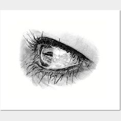 a drawing of an eye with long eyelashes