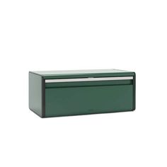 a green box with a white stripe on the top and bottom, sitting against a white background