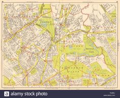 an old map of the city of london showing streets, roads and major landmarks - stock image