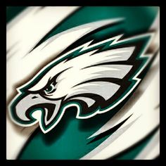 the philadelphia eagles logo is shown in green and white striped material with an eagle's head on it