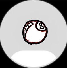 a white circle with a black and red drawing on it's side, in the center is a circular object that appears to be part of an object