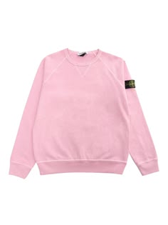 Pink crew-neck sweatshirt in cotton with Stone Island logo plate on the sleeve.Composition: 100% COTTON Stone Island Kids, Stone Island Logo, Island Logo, Pink Crew Neck, Pull Rose, Pink Crewneck Sweatshirt, Rose Pale, Pink Crewneck