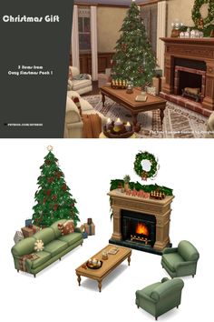 Bring festive charm to your Sims’ living room with the Christmas Gift CC Pack by HeyBrine, found at number 48a on this Sims 4 living room CC list! This pack features a stunning Christmas tree, a garland-adorned fireplace, and a cozy sofa set with matching armchairs. Add a rustic coffee table and adorable holiday decor like candles and gift boxes to complete the ultimate holiday vibe. I pinned this to my Sims 4 Christmas CC and furniture CC boards—every piece is Maxis Match and perfect for the season. Don’t miss out on these cozy festive finds!