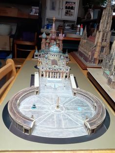 a model of a large building on top of a table