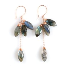 These Gorgeous Labradorite Gemstone Earrings Are Brand New, I've Never Worn Them! Purchased From An Artist. The Metal Is A Rose Gold, Copperish Color. Cluster Jewelry, Cold Connections, Artist Jewelry, Fantasy Outfits, Ear Art, Gem Earrings, Family Jewels, Coin Earrings, Labradorite Earrings