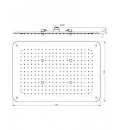 a drawing of the back side of a shower head with holes and screws on it