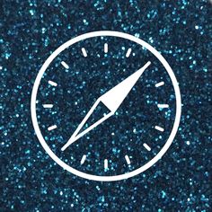 a blue glitter background with a white compass in the center and an arrow pointing to the right