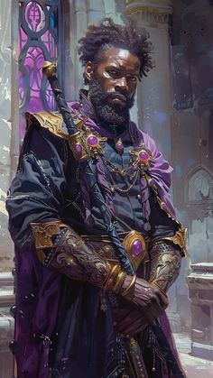 Black Wizard Art, Rpg Npc, Black Mage, Heroic Fantasy, Male Characters, Dungeons And Dragons Characters