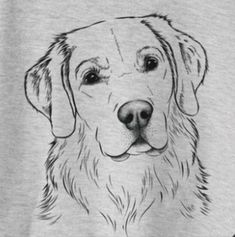 a black and white drawing of a dog's face on a t - shirt