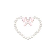 a heart shaped pearl necklace with pink bows