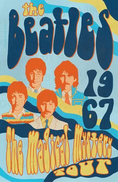 the beatles concert poster for the musical mystery tour in 1971, featuring their band members