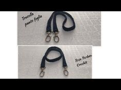 two pictures of the same lanyard with metal clasps