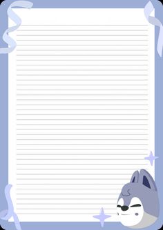 a sheet of paper with a cartoon cat on it and stars around the edges,