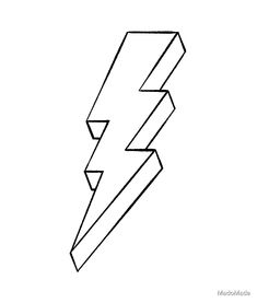 a black and white drawing of a lightning bolt