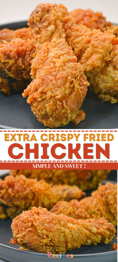 I guarantee this Extra Crispy Spicy Fried Chicken recipe is gonna be a hit in your home. Who doesn’t love a chicken dish for a work night or a friend’s potluck? This recipe is going to become your go-to. Spicy Chicken Recipes Baked, Chicken Sandwich Recipes Fried, Chicken Flour Recipe, Meat Dinner Recipes, Homemade Garlic Bread Recipe, Fried Chicken Seasoning, Fried Chicken Batter, Fried Chicken Breast Recipe