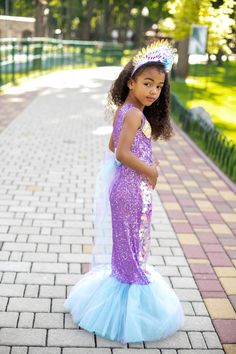 Mermaid tail dress girl princess birthday dress Halloween or | Etsy Toddler Little Mermaid Costume, Mermaid Birthday Dress Girl, Mermaid Dress For Kids, Mother Daughter Mermaids, Mermaid Dress Pattern, Princess Costume Kids, Cotton Candy Dress, Little Mermaid Outfit, Tail Dress