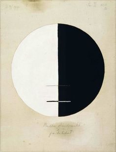 an image of a black and white circle with one half painted on it's side