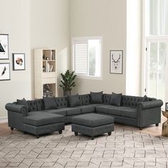 Cloud Modular Sectional Sofa with 2 Storage Ottomans,157" Down Filled Comfort U Shaped Sofa Couch for Living Room - On Sale - Bed Bath & Beyond - 40622666