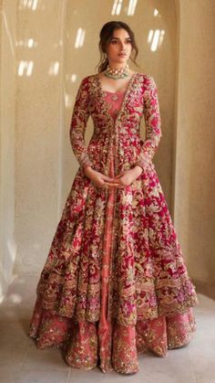 Anarkali For Bride, Red Bridal Anarkali Suits, Anarkali Bridal Dress, Anarkali Suits For Engagement, Anarkali Dress For Engagement, Anarkali Bridal Suits, Desi Bridal Outfits, Frocksuit Design For Women, Wedding Anarkali Dress Indian Bridal