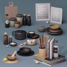 an assortment of kitchen utensils and other items