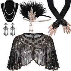 an assortment of accessories including gloves, necklaces and bracelets