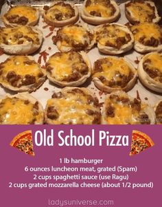 an old school pizza recipe is shown here