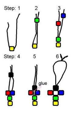 the instructions for how to tie an electrical wire in three different colors and shapes, including red, green, blue, yellow, and black